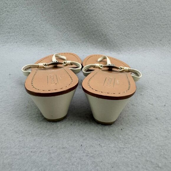 Y2K Coach Womens Beige White Vita Wedge Heel Flip Flop Leather Sandals Size 7 - Picture 11 of 12